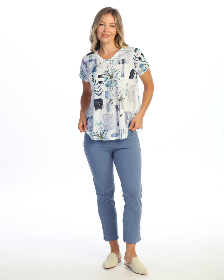 JESS & JANE Slub V-Neck Dolman Short Sleeve Top - 60-2292 - JOYFUL