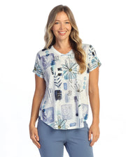 JESS & JANE Slub V-Neck Dolman Short Sleeve Top - 60-2292 - JOYFUL