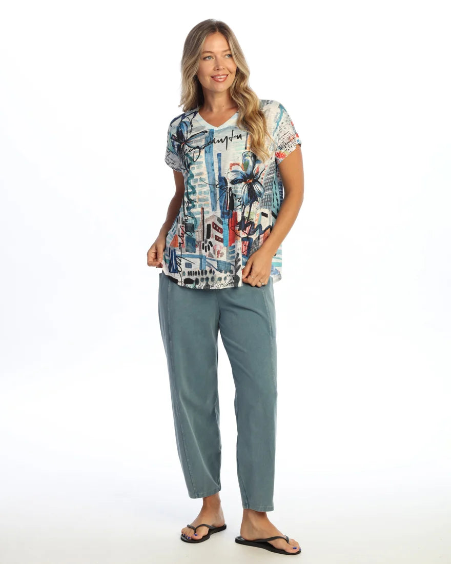 JESS & JANE Slub V-Neck Dolman Short Sleeve Top - 60-2296 - BROOKLYN
