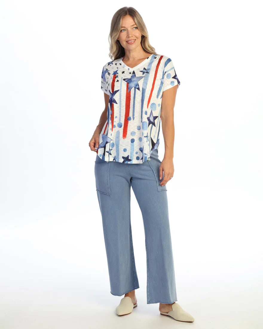 JESS & JANE Slub V-Neck Dolman Short Sleeve Top - 60-2299 - ANTHEM