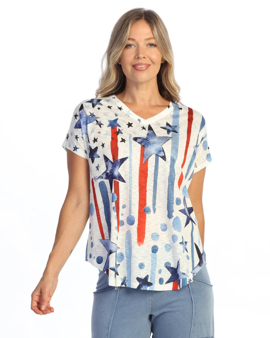 JESS & JANE Slub V-Neck Dolman Short Sleeve Top - 60-2299 - ANTHEM