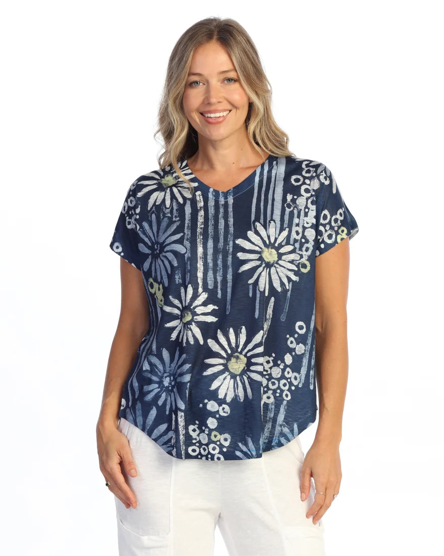 JESS & JANE Slub V-Neck Dolman Short Sleeve Top - 60-2301 - UPSY DAISY