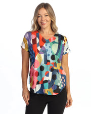 JESS & JANE Slub V-Neck Dolman Short Sleeve Top - 60-2305 - DOT DAY