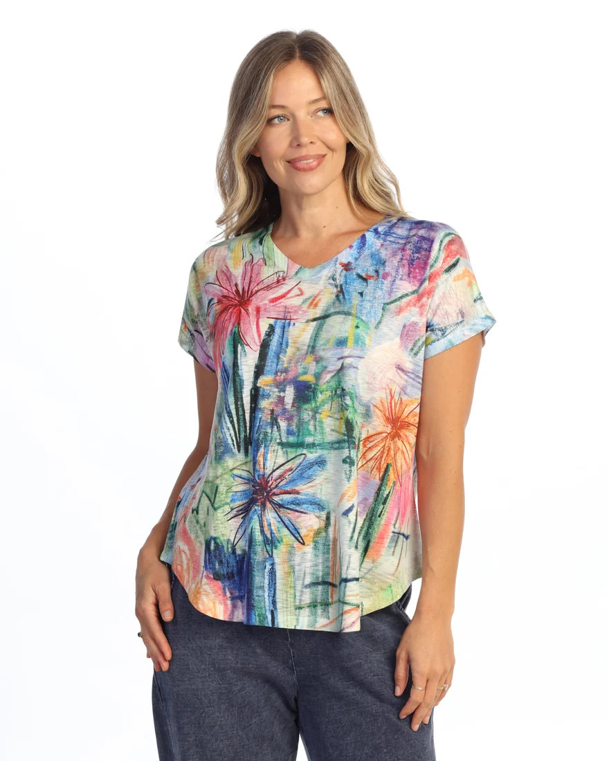 JESS & JANE Slub V-Neck Dolman Short Sleeve Top - 60-2311 - MATISSE