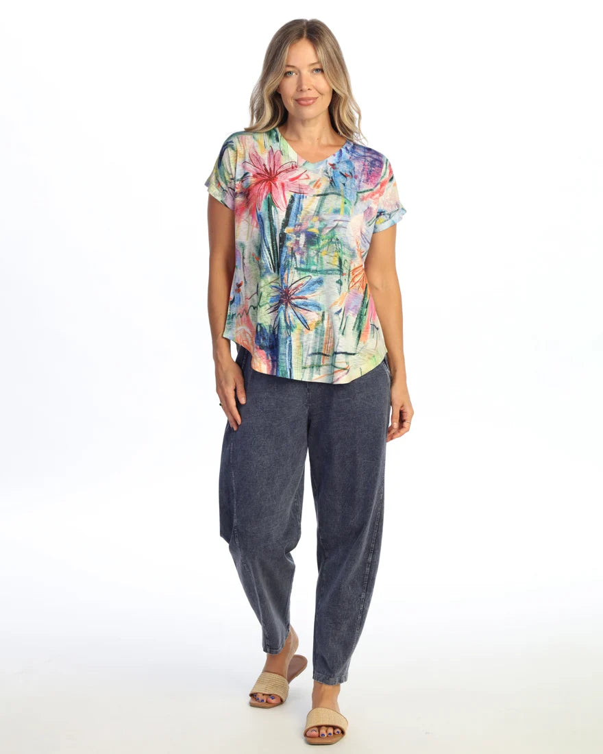 JESS & JANE Slub V-Neck Dolman Short Sleeve Top - 60-2311 - MATISSE