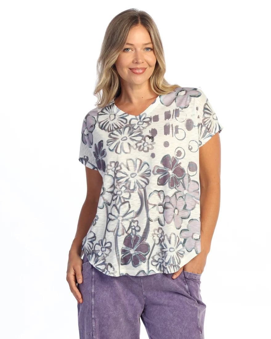 JESS & JANE Slub V-Neck Dolman Short Sleeve Top - 60-2314 - LOVE LETTER