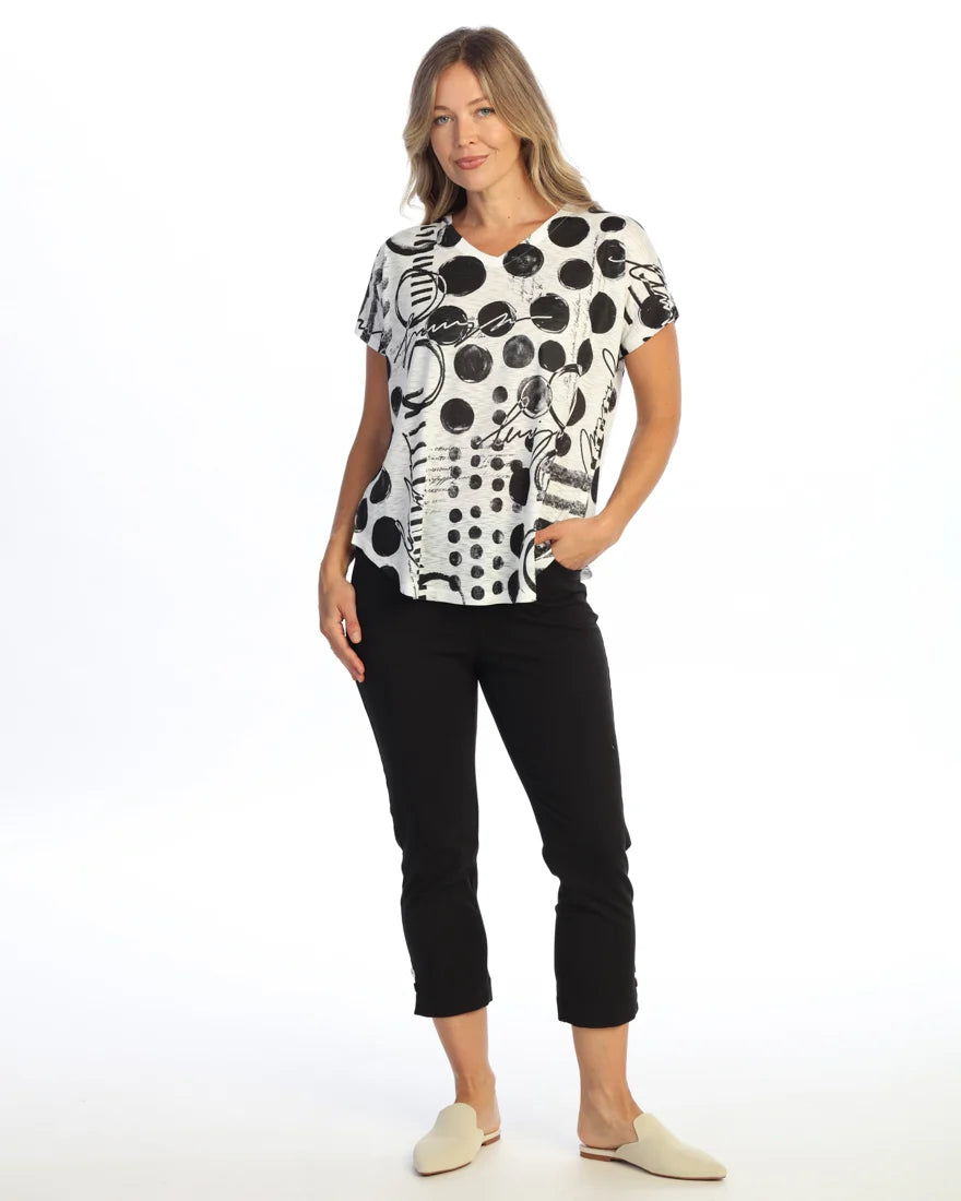 JESS & JANE Slub V-Neck Dolman Short Sleeve Top - 60-2322 - IN CIRCLES