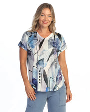 JESS & JANE Slub V-Neck Dolman Short Sleeve Top - 60-2323 - CURRENT