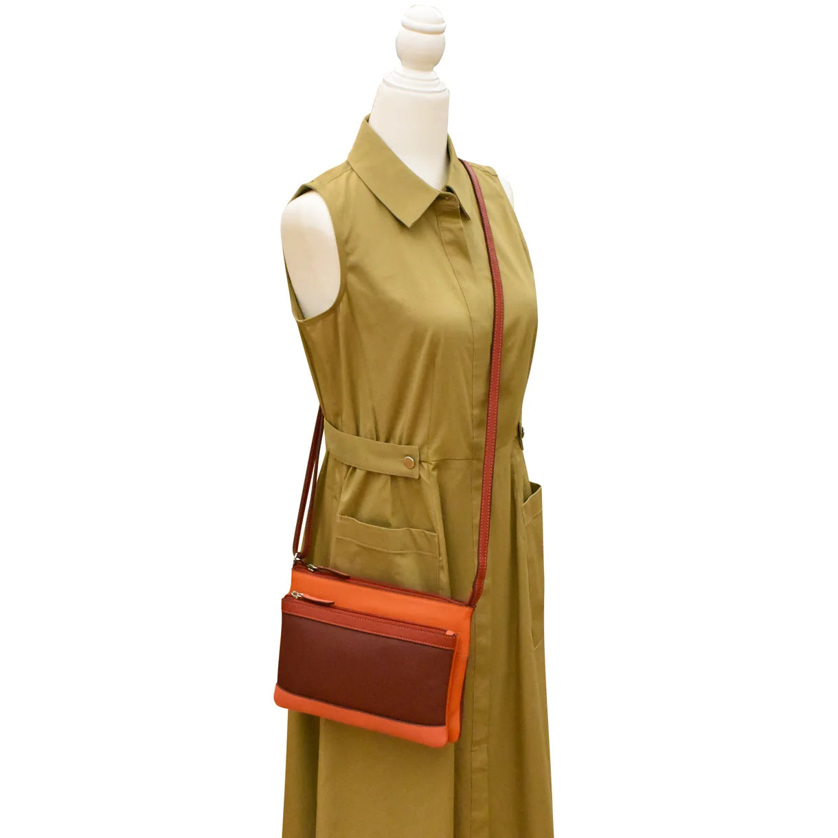 ili New York - DOUBLE ZIP CROSSBODY BAG - 6028 - Autumnal Multi