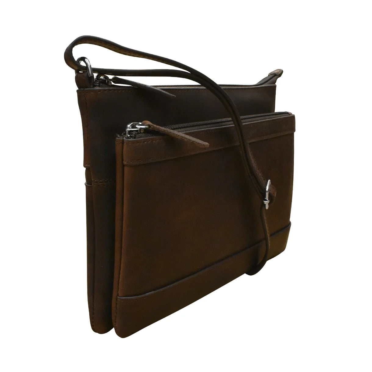 ili New York - DOUBLE ZIP CROSSBODY BAG - 6028 - Chocolate