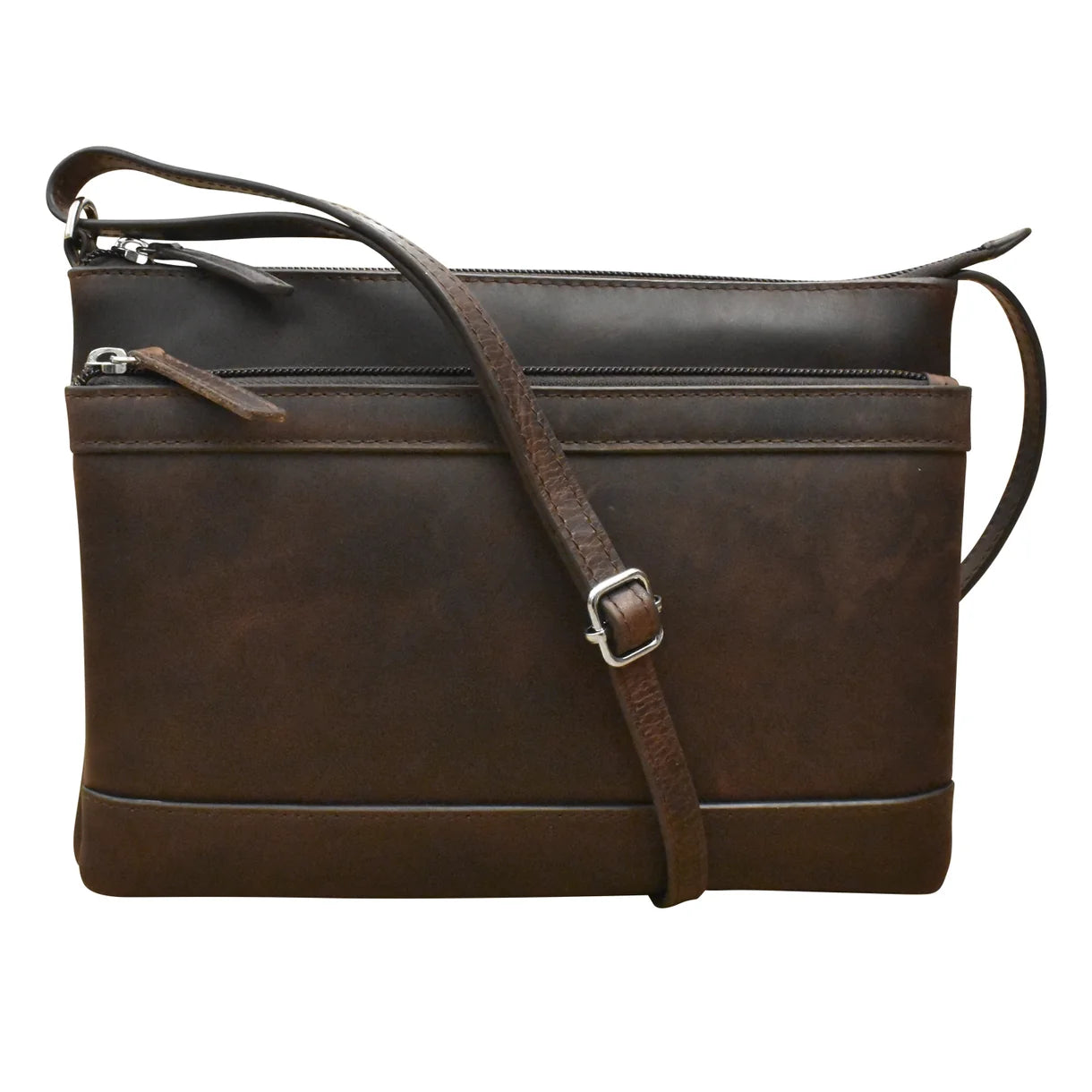 ili New York - DOUBLE ZIP CROSSBODY BAG - 6028 - Chocolate