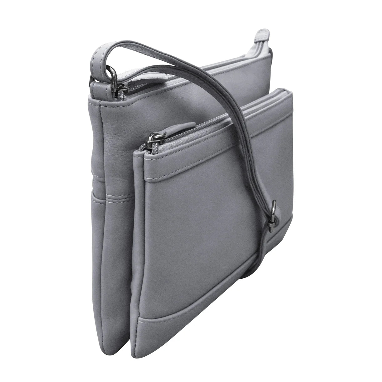 ili New York - DOUBLE ZIP CROSSBODY BAG - 6028 - Cool Grey