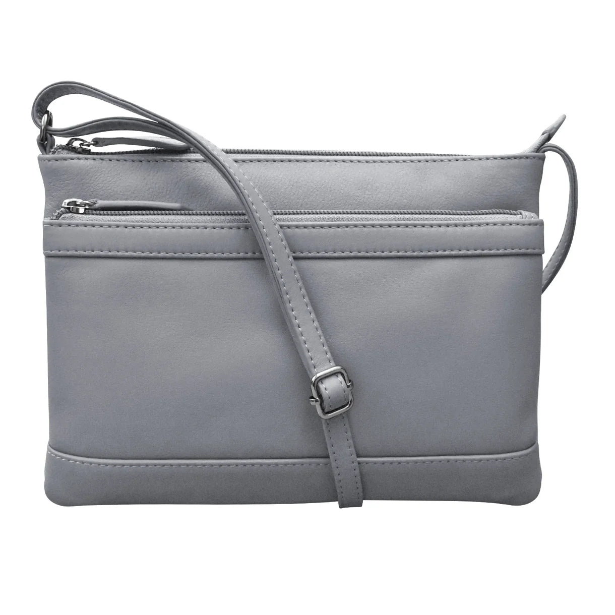 ili New York - DOUBLE ZIP CROSSBODY BAG - 6028 - Cool Grey