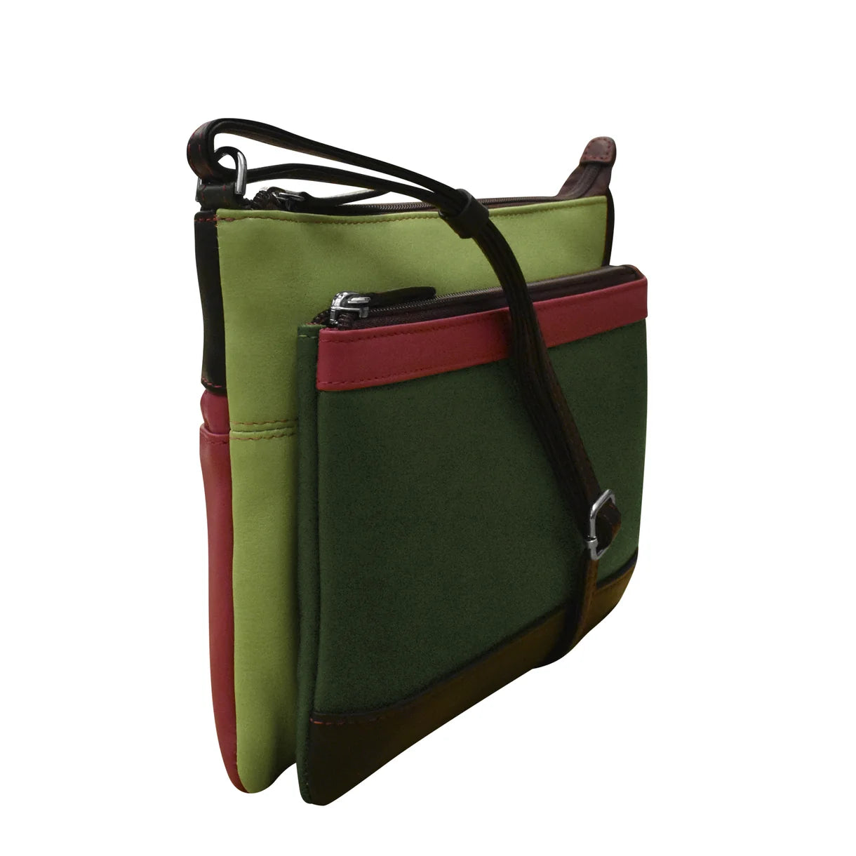 ili New York - DOUBLE ZIP CROSSBODY BAG - 6028 - Forest Multi