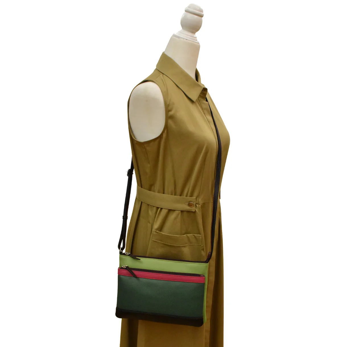 ili New York - DOUBLE ZIP CROSSBODY BAG - 6028 - Forest Multi
