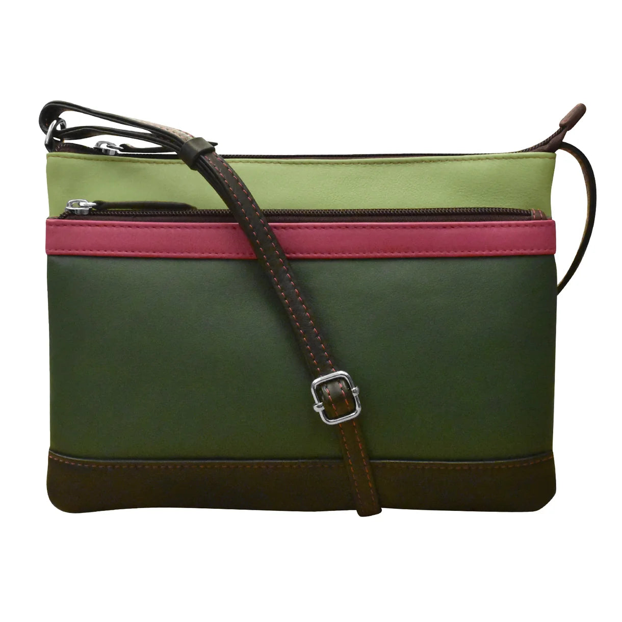 ili New York - DOUBLE ZIP CROSSBODY BAG - 6028 - Forest Multi