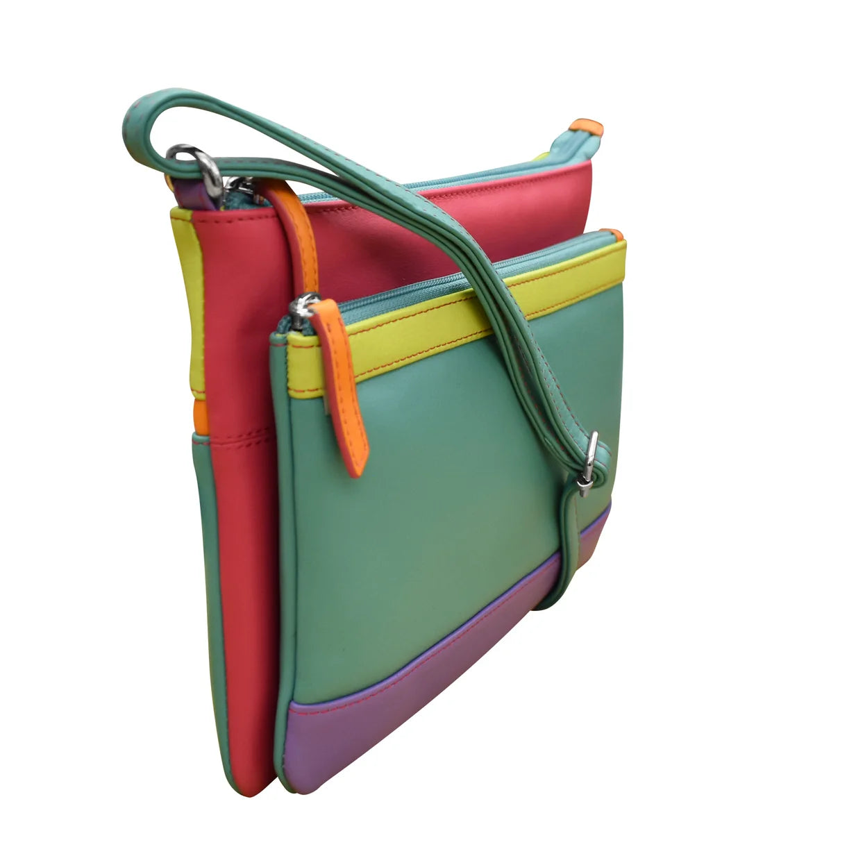 ili New York - DOUBLE ZIP CROSSBODY BAG - 6028 - Palm Beach