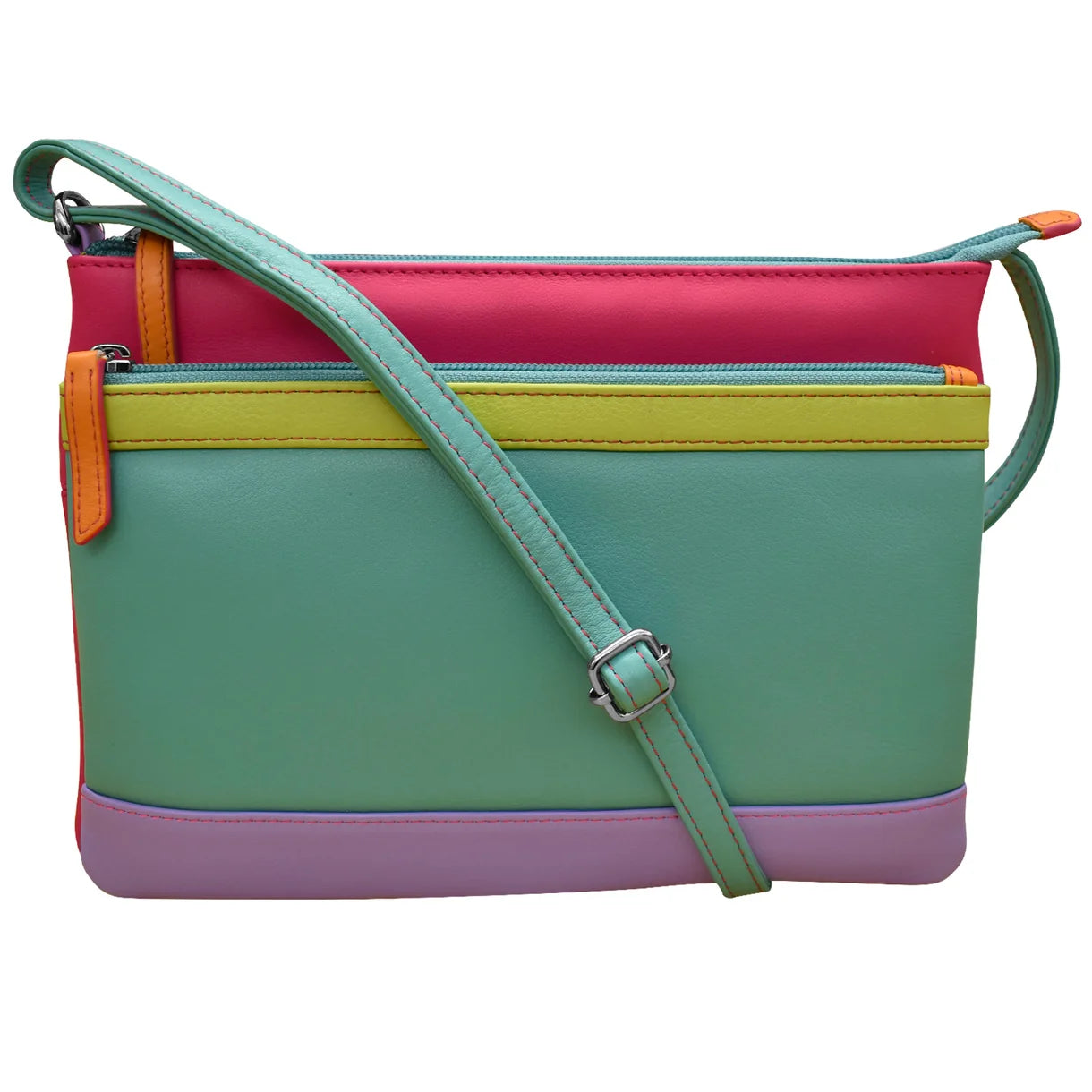 ili New York - DOUBLE ZIP CROSSBODY BAG - 6028 - Palm Beach