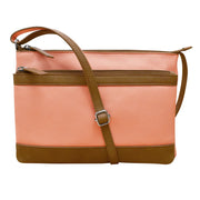 ili New York - DOUBLE ZIP CROSSBODY BAG - 6028 - Peach/Antique Saddle