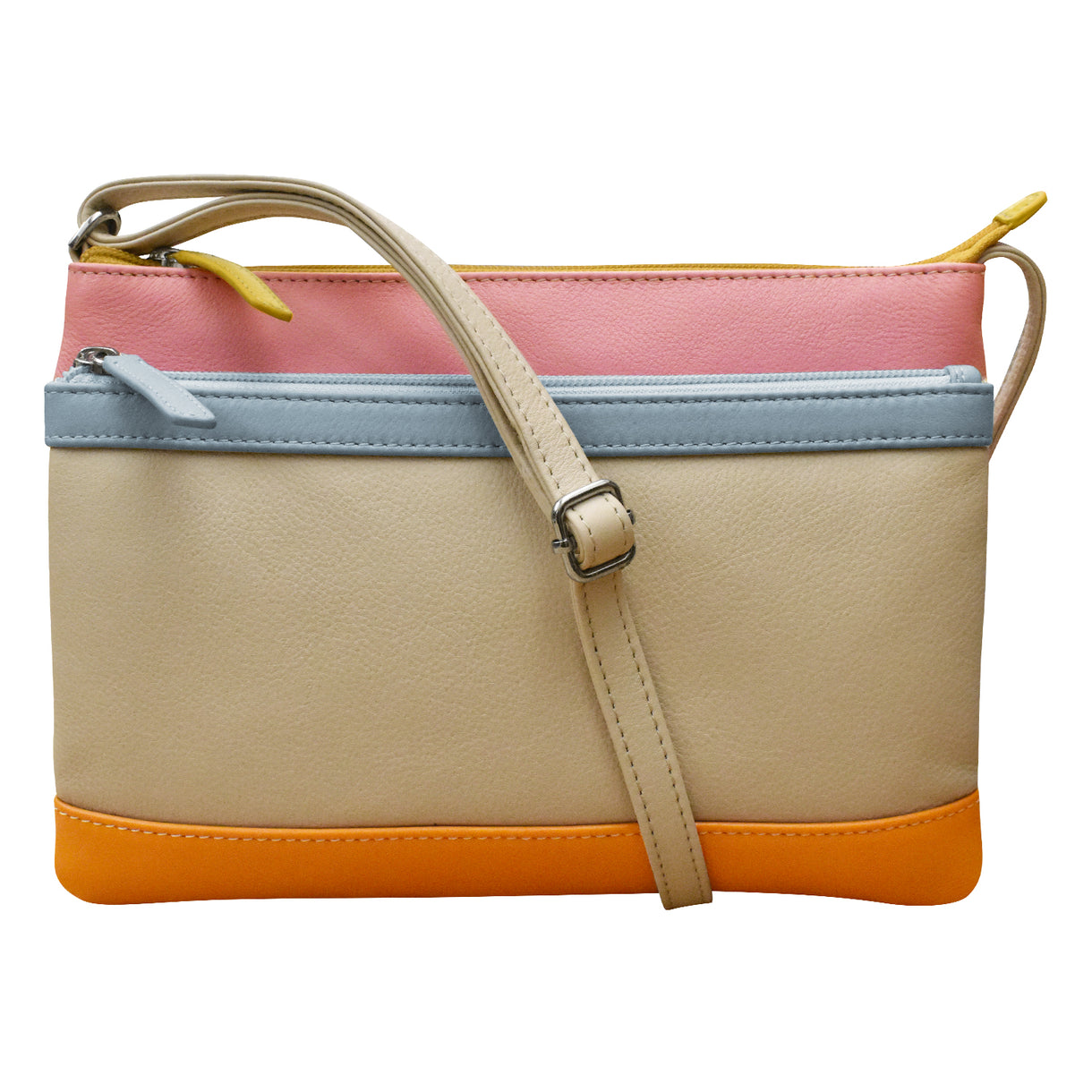 ili New York - DOUBLE ZIP CROSSBODY BAG - 6028 - Pink Rainbow
