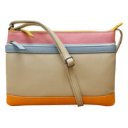 ili New York - DOUBLE ZIP CROSSBODY BAG - 6028 - Pink Rainbow