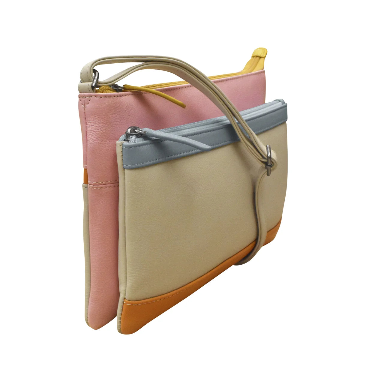 ili New York - DOUBLE ZIP CROSSBODY BAG - 6028 - Pink Rainbow