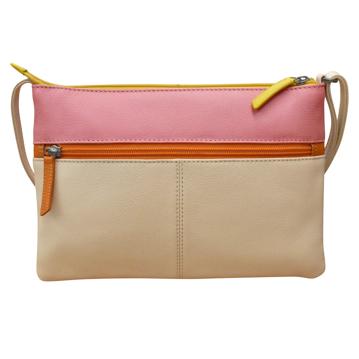 ili New York - DOUBLE ZIP CROSSBODY BAG - 6028 - Pink Rainbow