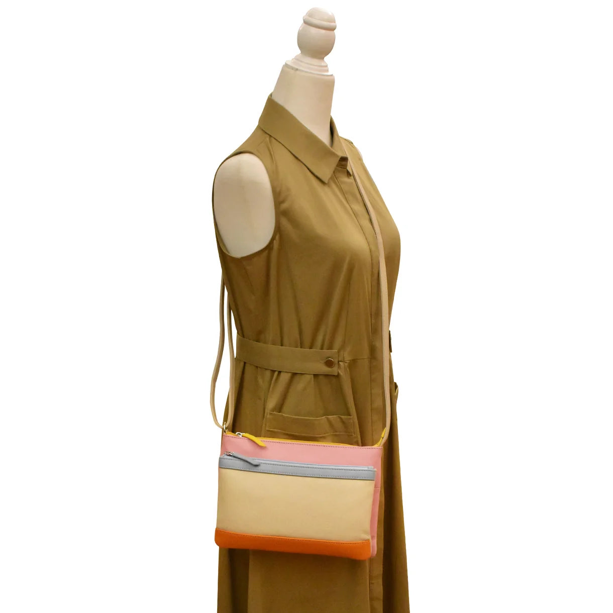 ili New York - DOUBLE ZIP CROSSBODY BAG - 6028 - Pink Rainbow