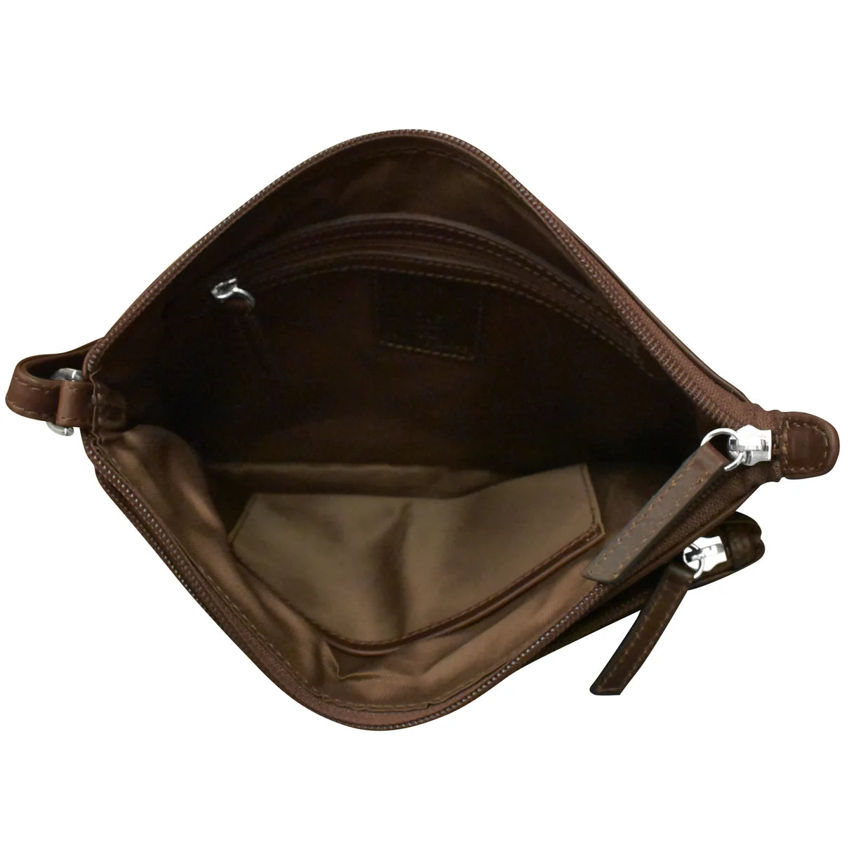 ili New York - DOUBLE ZIP CROSSBODY BAG - 6028 - Rustic Brown