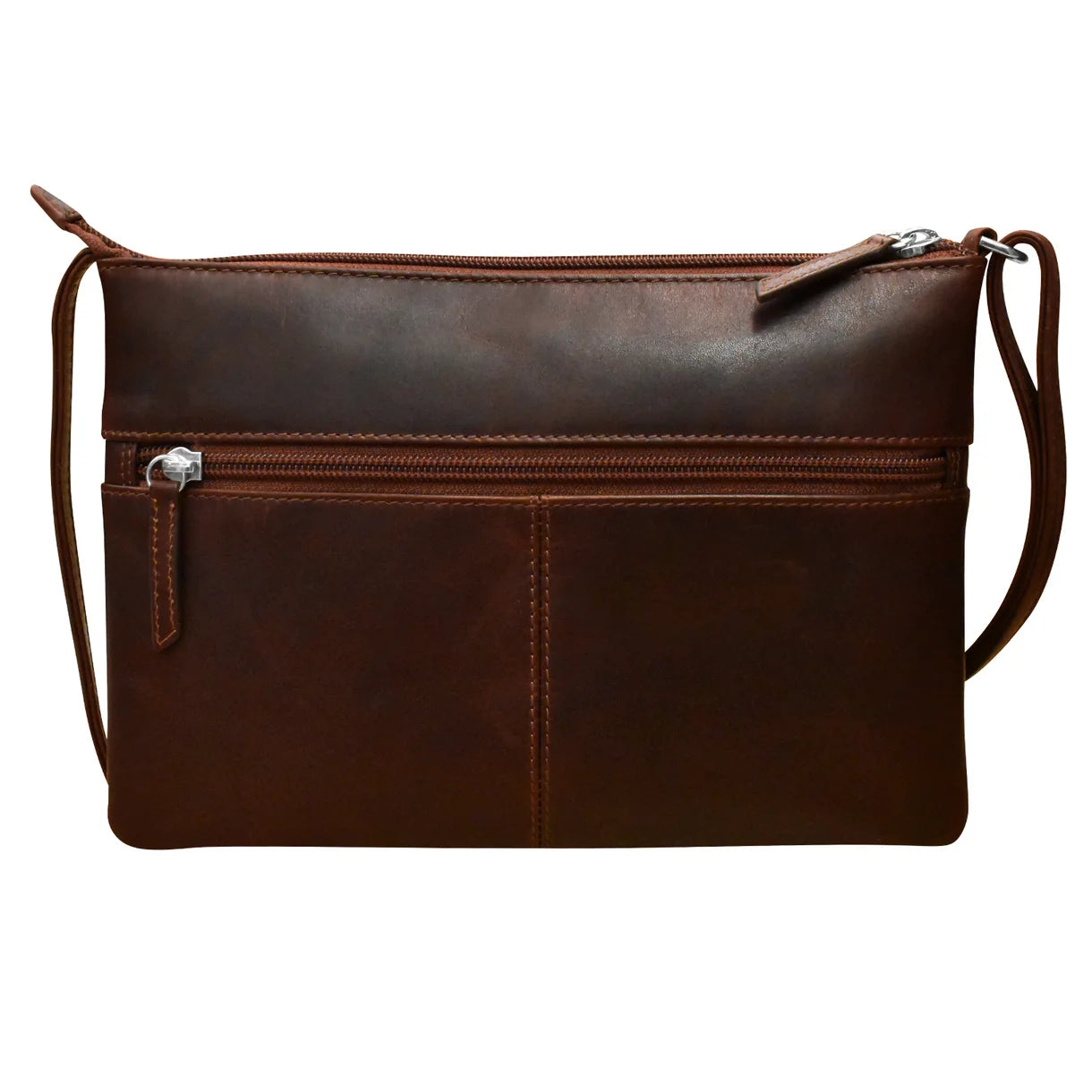 ili New York - DOUBLE ZIP CROSSBODY BAG - 6028 - Rustic Brown