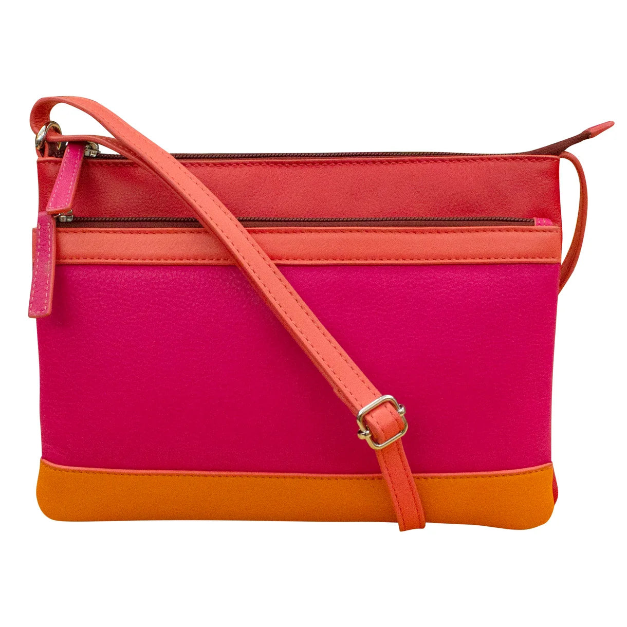 ili New York - DOUBLE ZIP CROSSBODY BAG - 6028 - Sunset Multi