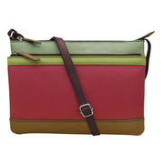 ili New York - DOUBLE ZIP CROSSBODY BAG - 6028 - Sage Multi