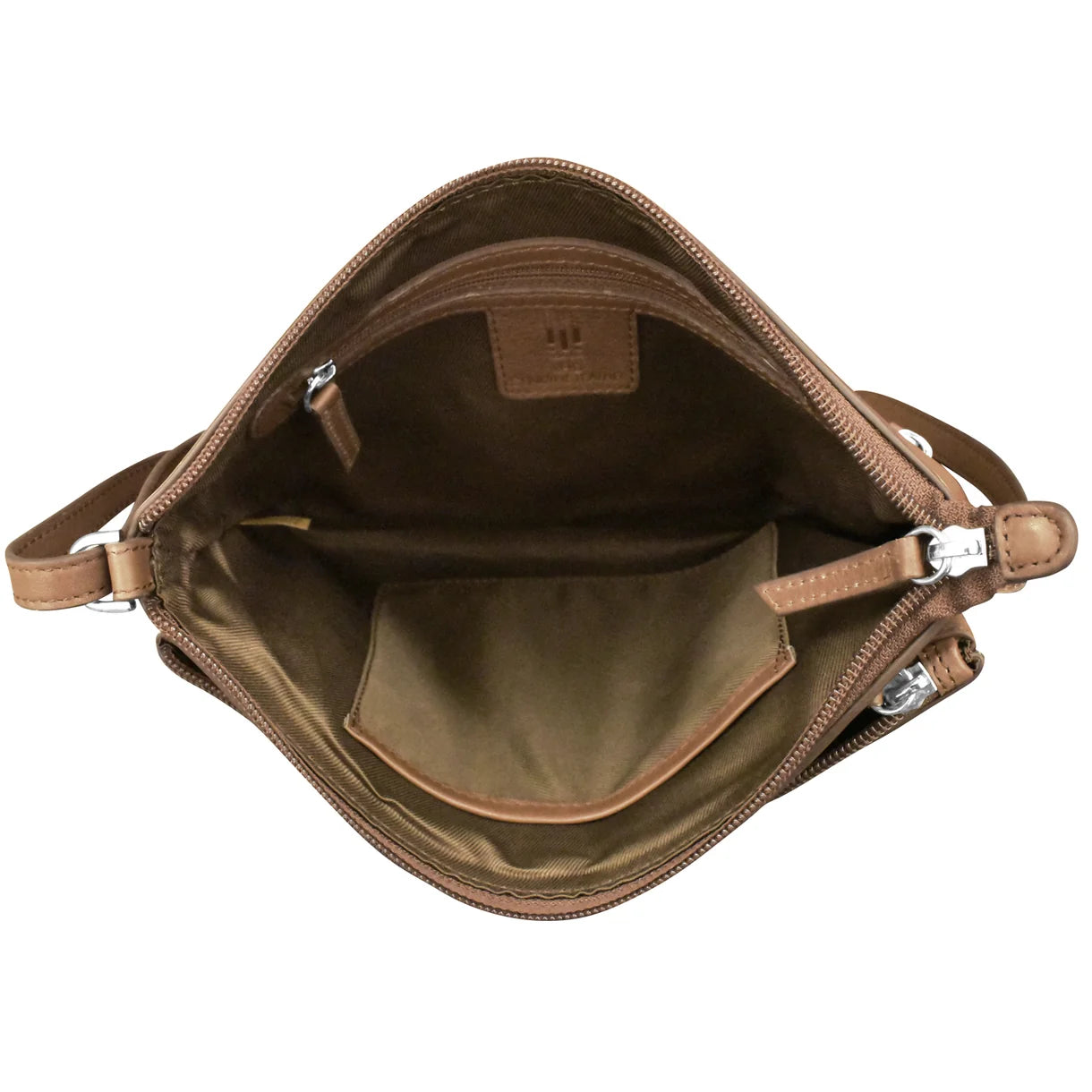 ili New York - DOUBLE ZIP CROSSBODY BAG - 6028 - Toffee/Haircalf