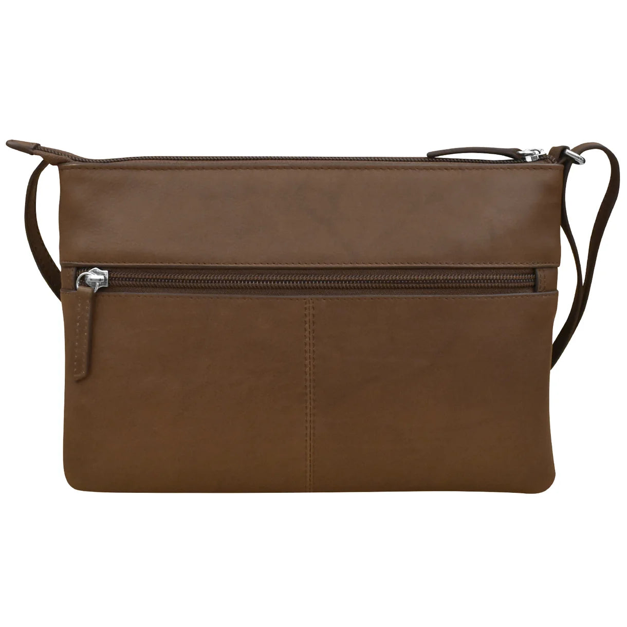 ili New York - DOUBLE ZIP CROSSBODY BAG - 6028 - Toffee/Haircalf
