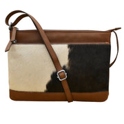 ili New York - DOUBLE ZIP CROSSBODY BAG - 6028 - Toffee/Haircalf