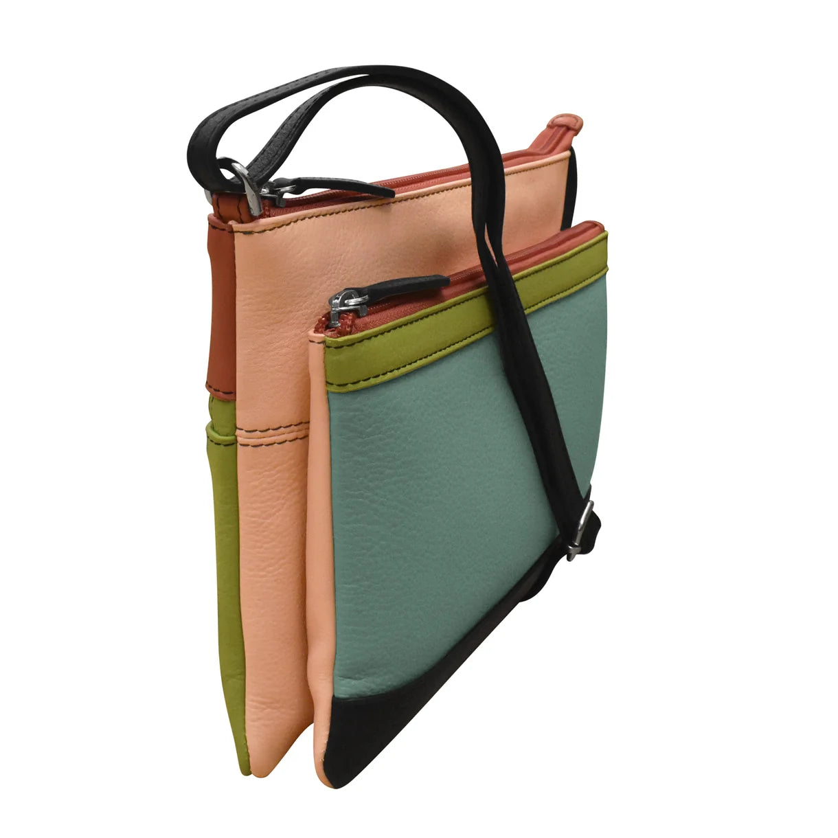 ili New York - DOUBLE ZIP CROSSBODY BAG - 6028 - Peach Multi