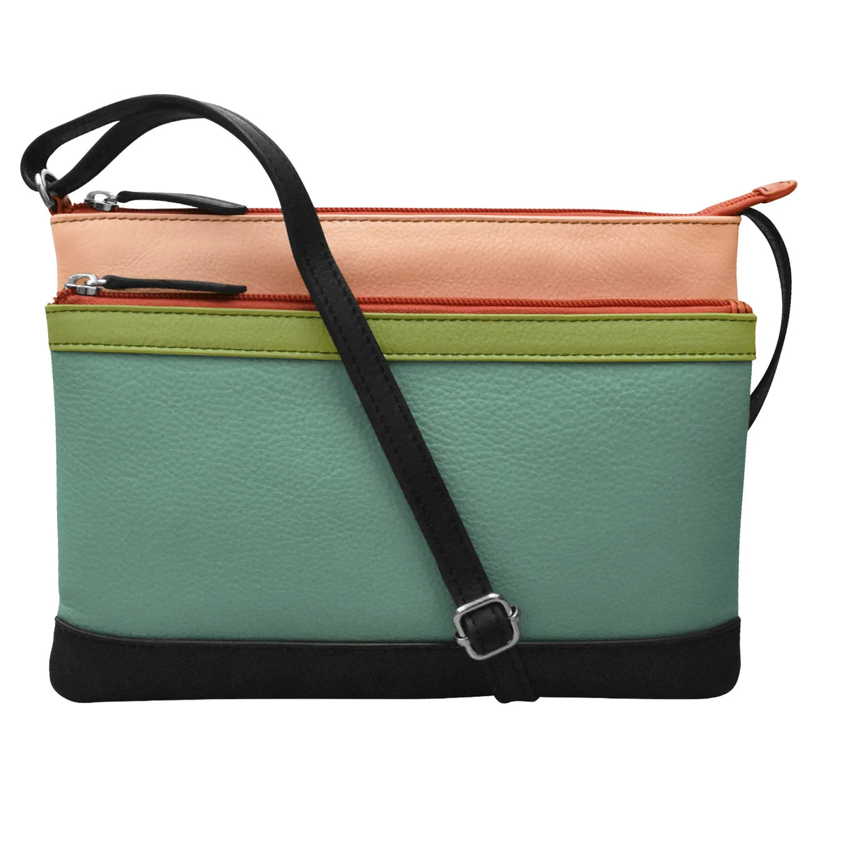ili New York - DOUBLE ZIP CROSSBODY BAG - 6028 - Peach Multi