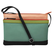 ili New York - DOUBLE ZIP CROSSBODY BAG - 6028 - Peach Multi