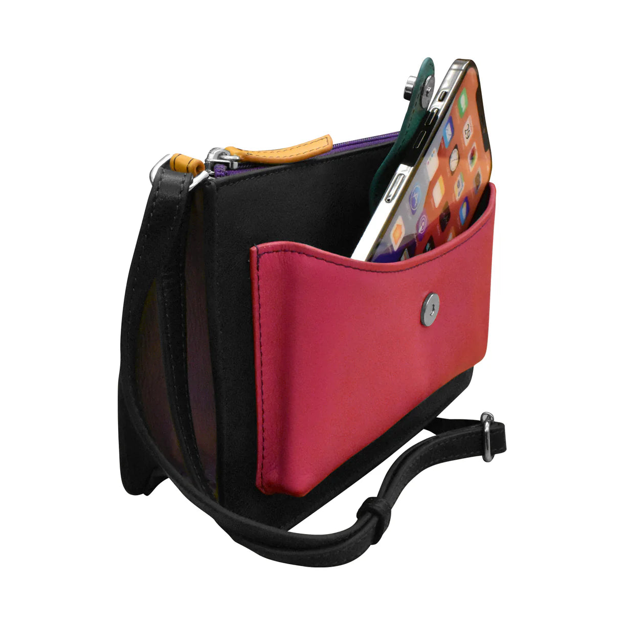 ili New York - ADJUSTABLE CROSSBODY PHONE BAG - 6046 - Black Brights