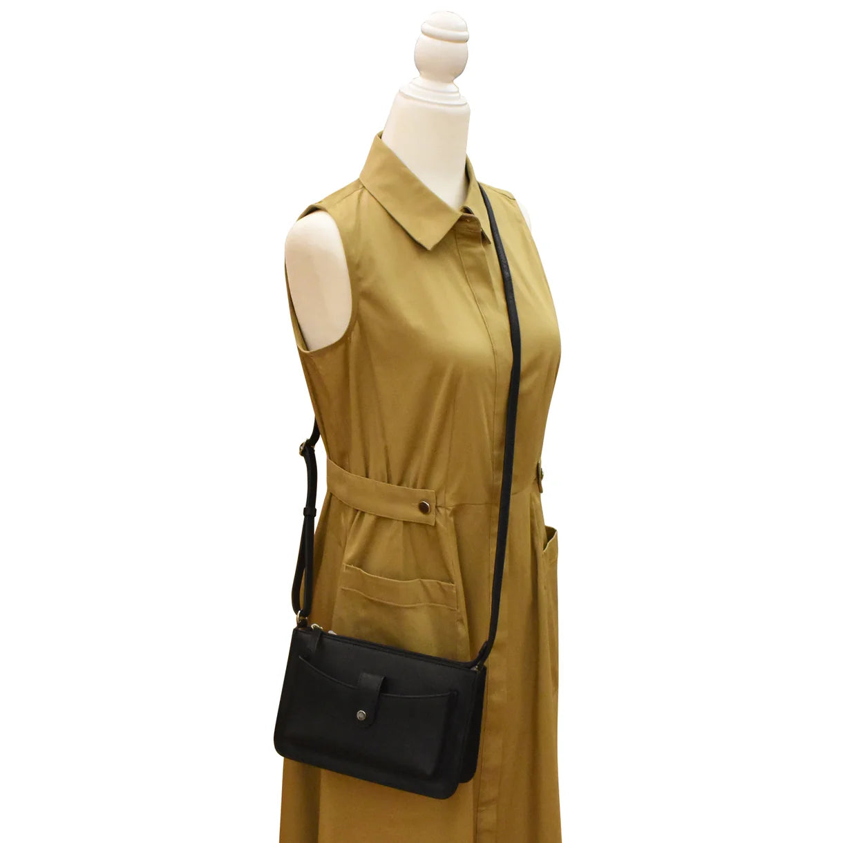 ili New York - ADJUSTABLE CROSSBODY FRONT POCKET PHONE BAG - 6046 - Black