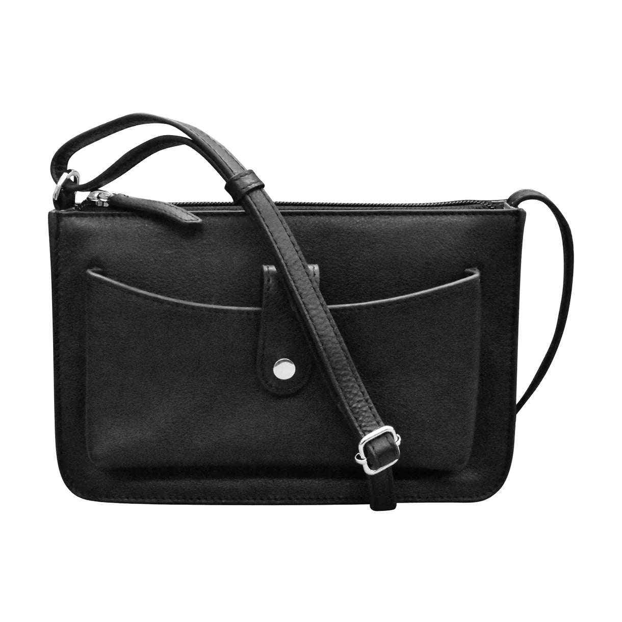 ili New York - ADJUSTABLE CROSSBODY FRONT POCKET PHONE BAG - 6046 - Black