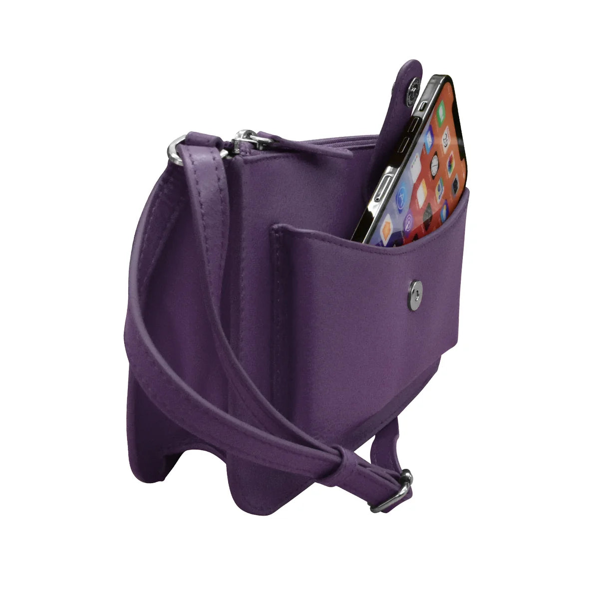 ili New York - ADJUSTABLE CROSSBODY FRONT POCKET PHONE BAG - 6046 - Purple