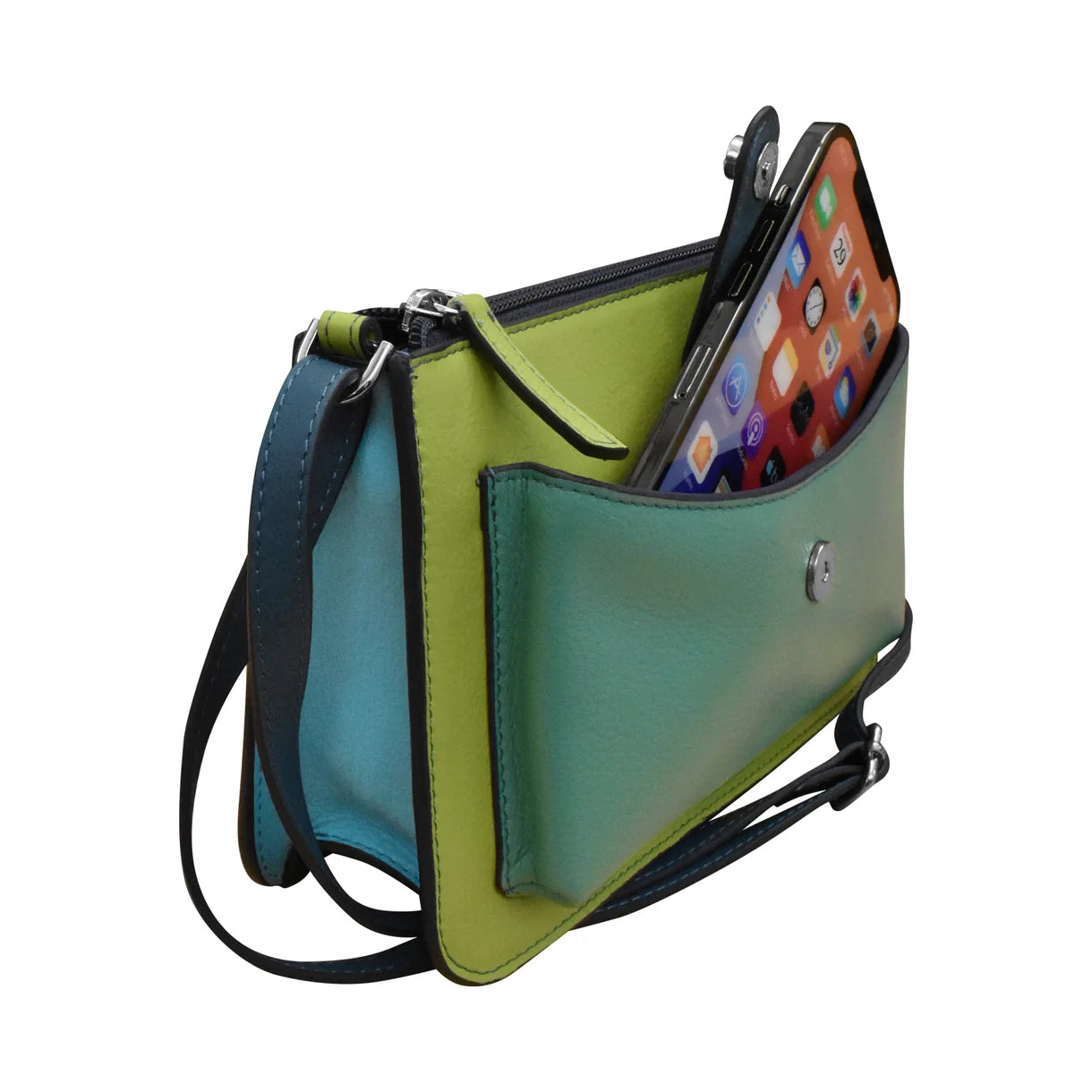 ili New York - ADJUSTABLE CROSSBODY FRONT POCKET PHONE BAG - 6046 - Serenity Multi
