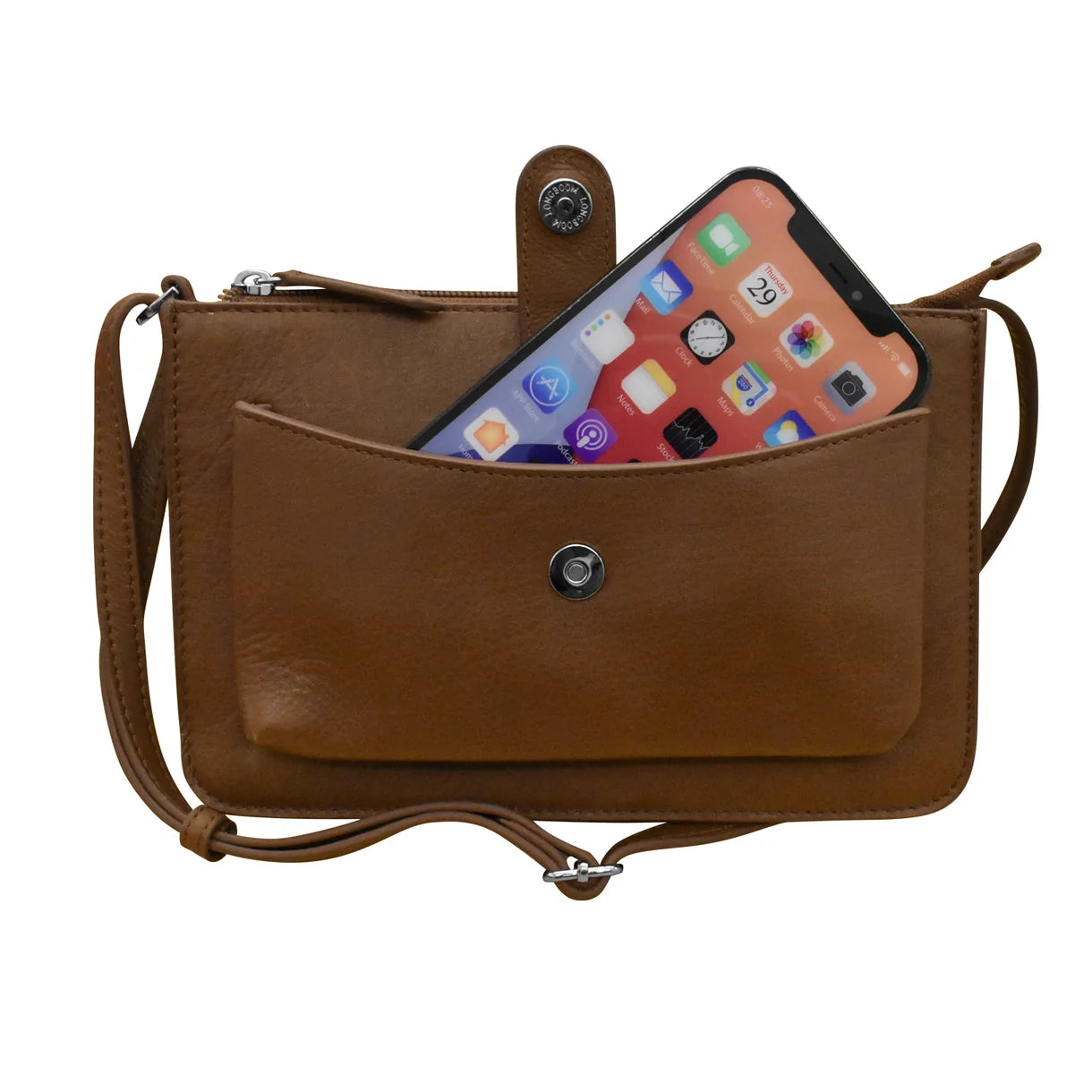 ili New York - ADJUSTABLE CROSSBODY FRONT POCKET PHONE BAG - 6046 - Toffee