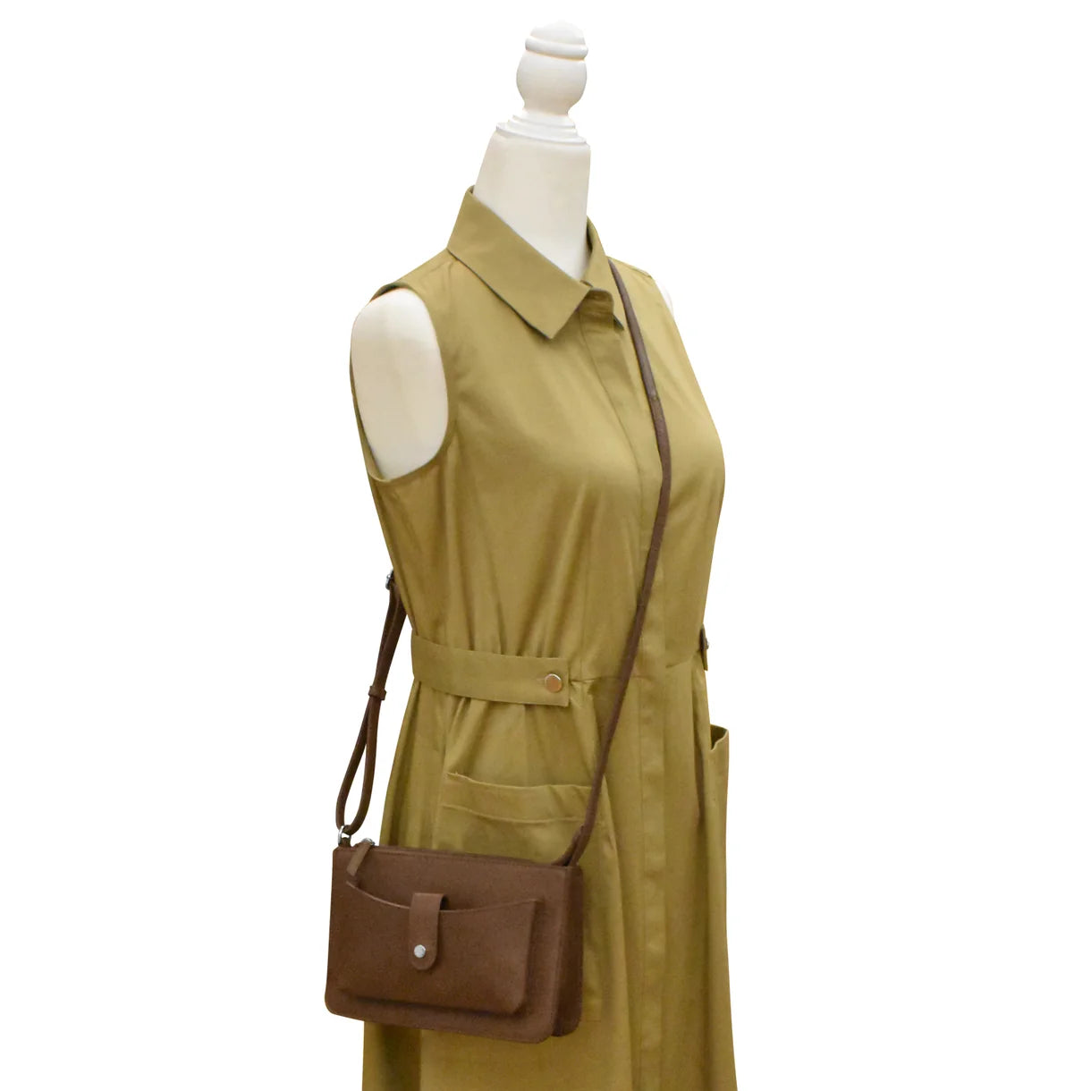 ili New York - ADJUSTABLE CROSSBODY FRONT POCKET PHONE BAG - 6046 - Toffee
