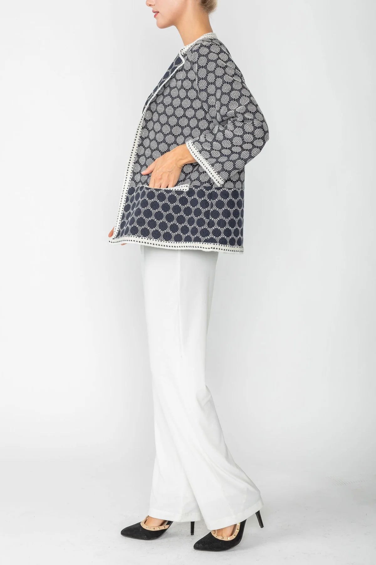 IC COLLECTION Jacket- 6055J- BLACK & WHITE