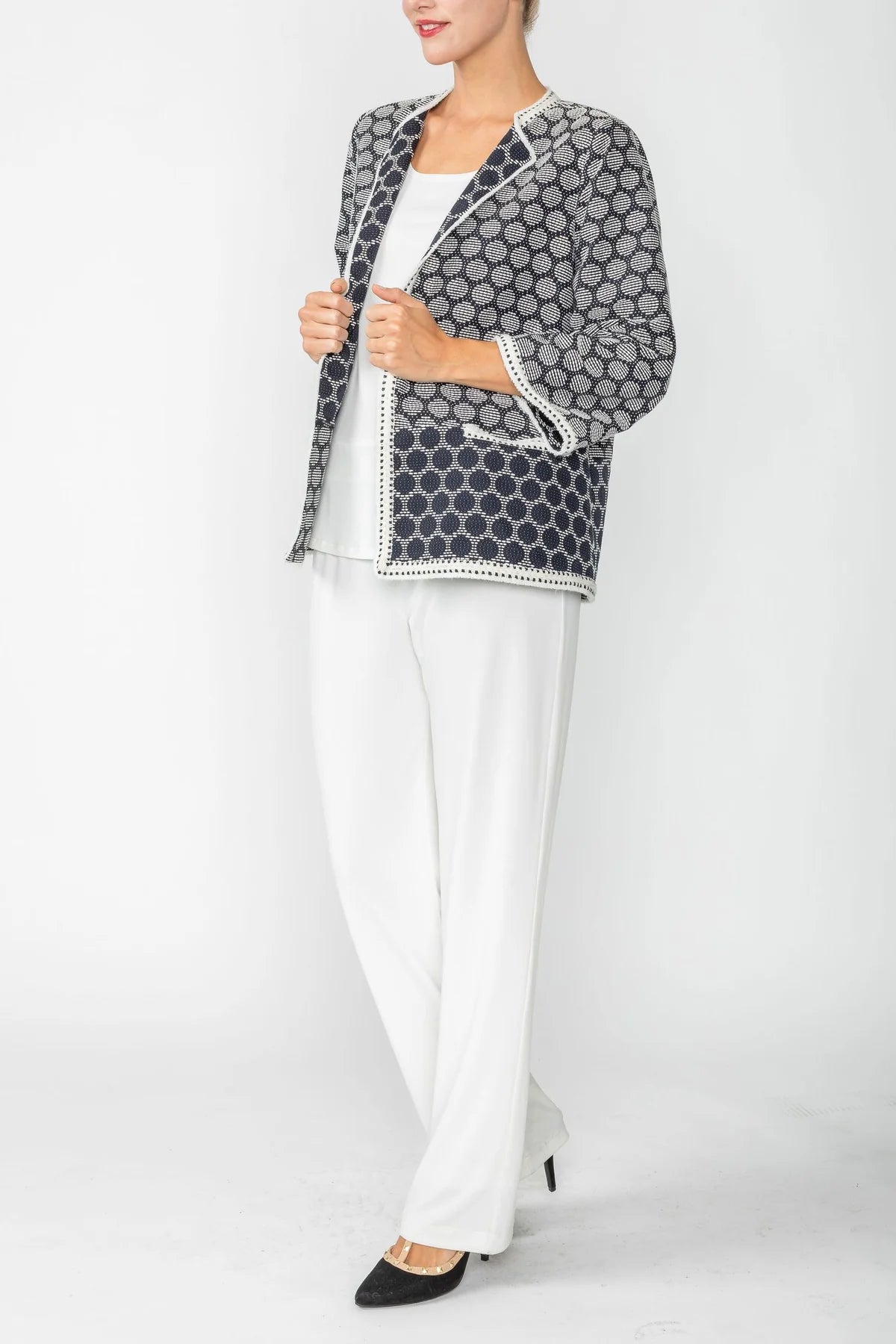 IC COLLECTION Jacket- 6055J- BLACK & WHITE