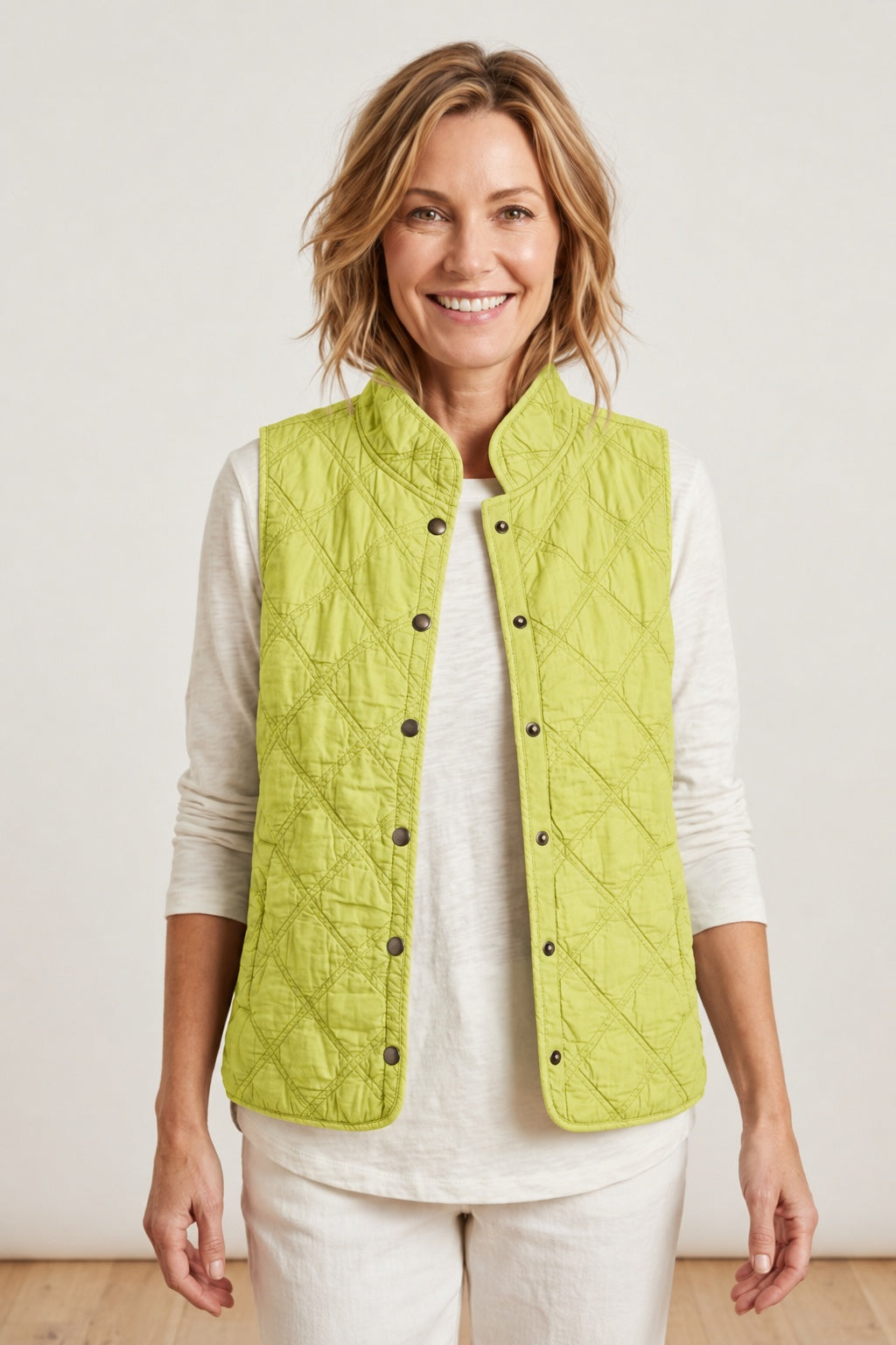 Habitat Washed Quilt Cotton Windjammer Vest - 60729 - AGAVE