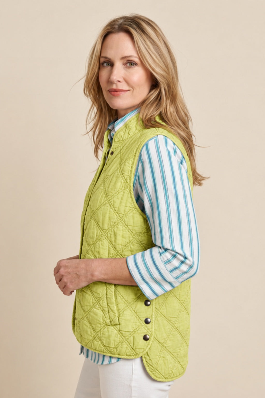 Habitat Washed Quilt Cotton Windjammer Vest - 60729 - AGAVE