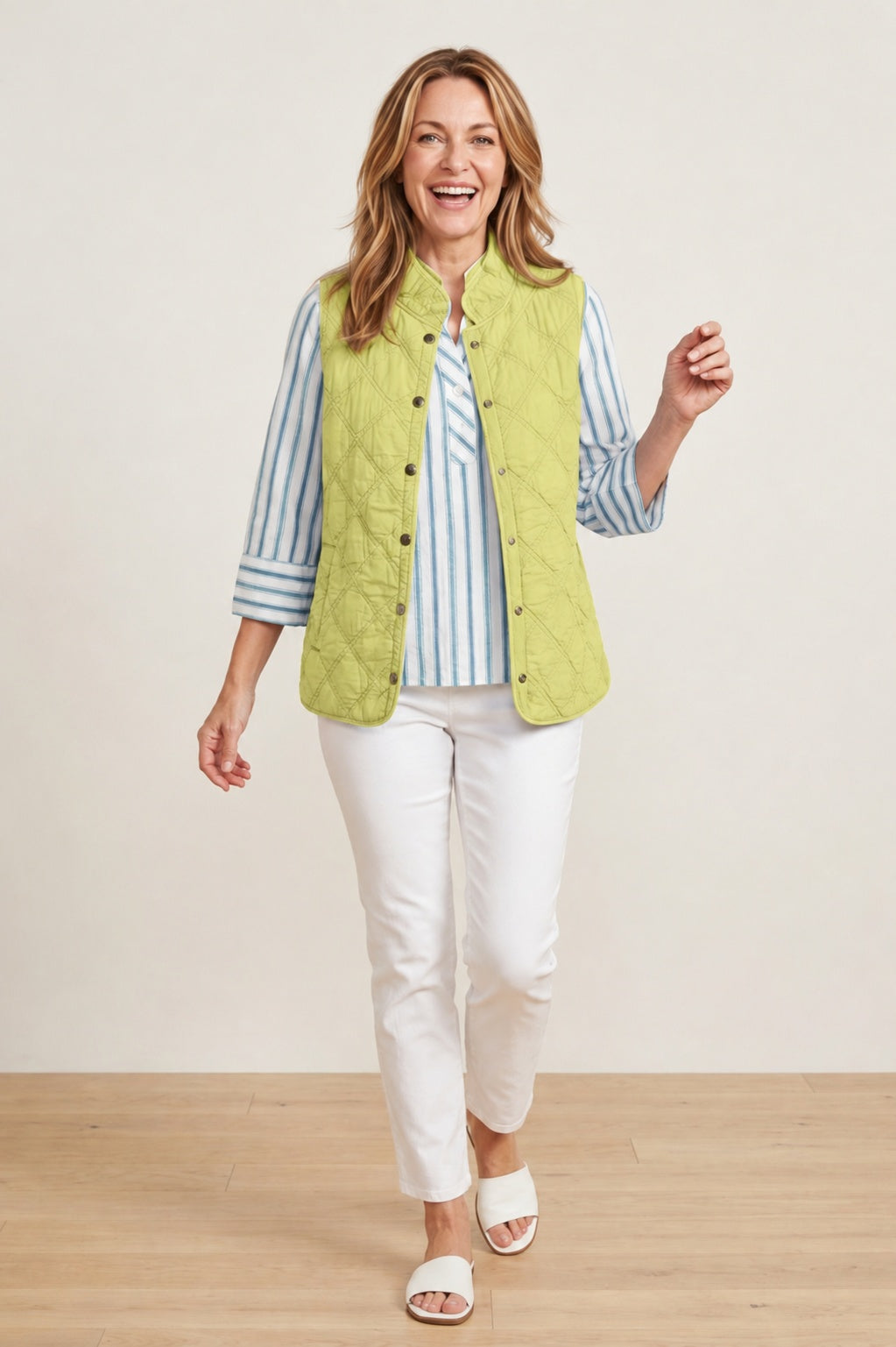 Habitat Washed Quilt Cotton Windjammer Vest - 60729 - AGAVE